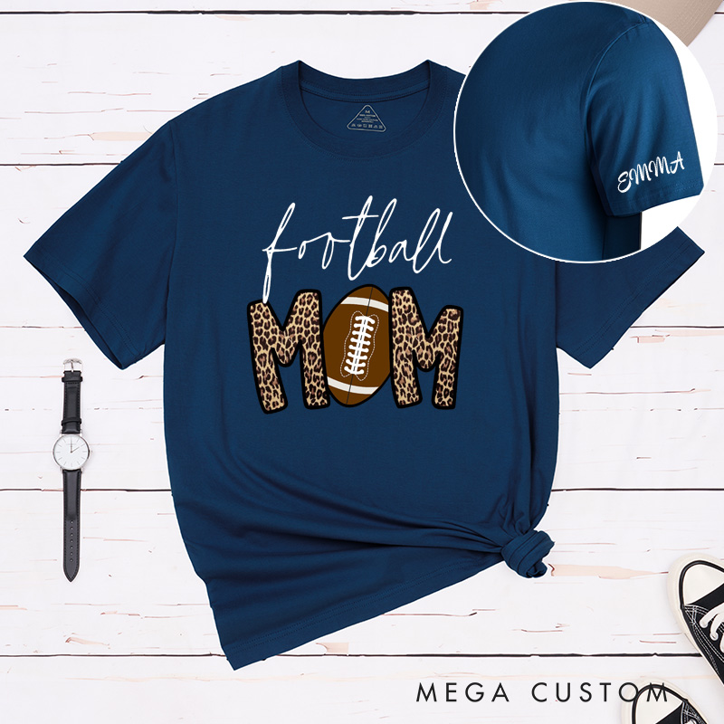 Personalized American Football Mom T-Shirts with Custom Name for Mother's Day