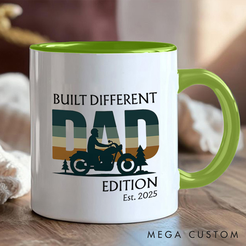 Personalized Dad Edition Ceramic Coffee Cup Mug with Motorcycle for Outdoor Adventures Riding Cycling Biking Enthusiasts