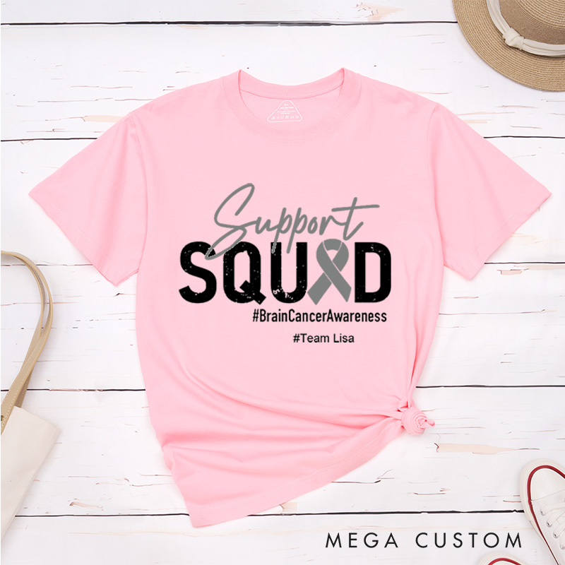 Personalized Brain Cancer Support Squad Cancer Awareness Fighter T-Shirt