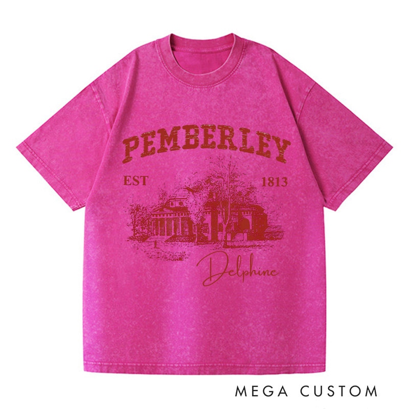 Personalized Pemberley Light Academia Washed T-Shirts Literature Literary Book Shirt Librarian Tee Book Lover Shirt Bookish Reading Bibliophile Gift