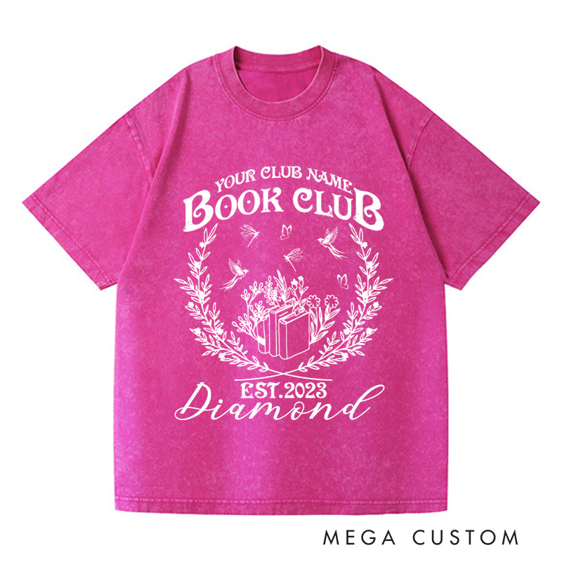 Personalized Book Club Washed T-Shirts Since Reading Club Shirt Bookish Gift Book Lover Gift Book Lover Shirt Name Book Club Tee Book Gift