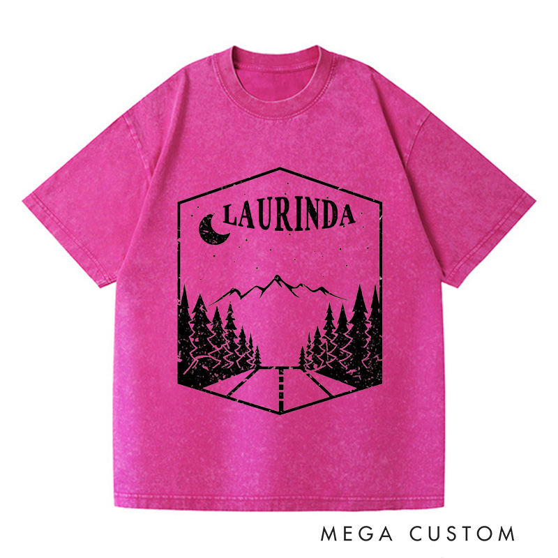 Personalized Nature Washed T-Shirts Mountains Trip Shirt with Name Nature Tee Shirt Gift For Traveler Gift Trip Lover Gift