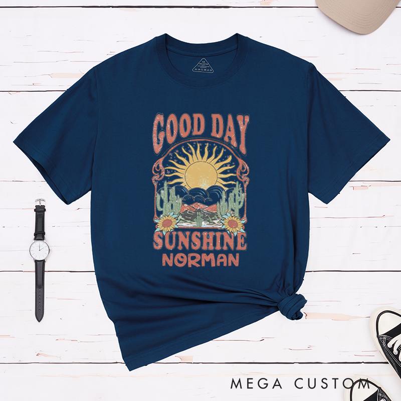 Personalized Good Day Sunshine T-Shirt Vintage Desert Travel Shirt Gift for Outdoors Adventure Lover