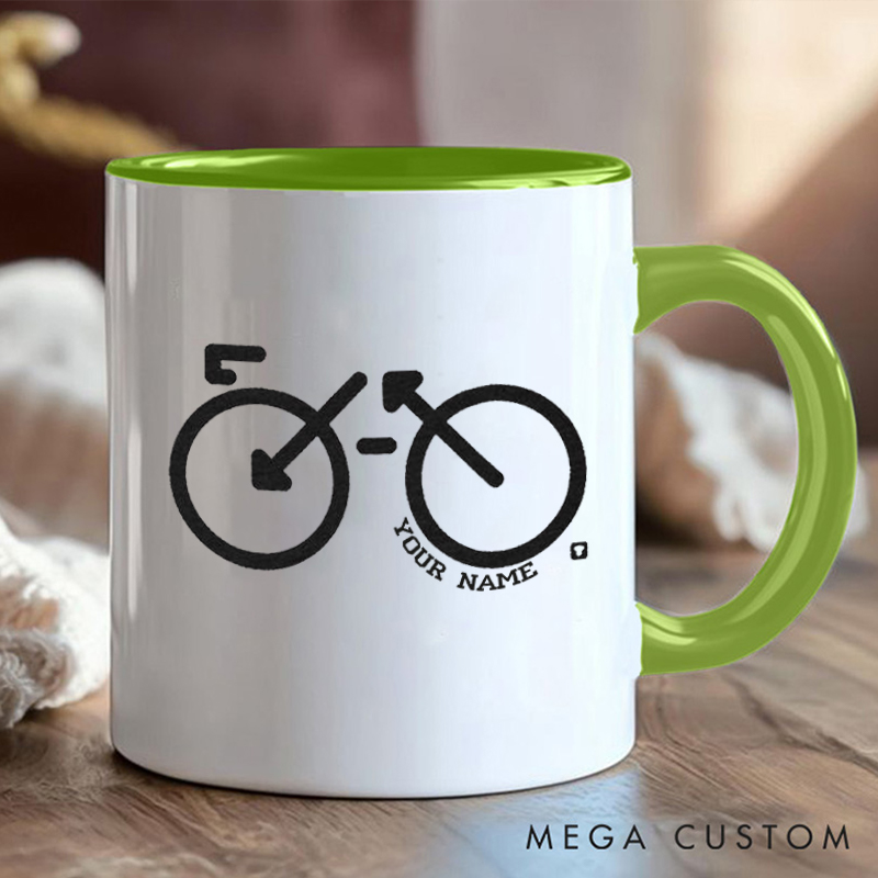 Personalized Minimalist Bicycle Mug with Name and Simple Bike Design for Outdoor Adventures Riding Cycling Biking Enthusiasts