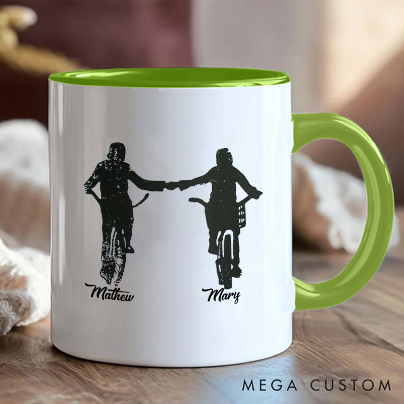 Personalized Couple Cycling Mug with Romantic Bike Design for Outdoor Adventures Riding Cycling Biking Enthusiasts