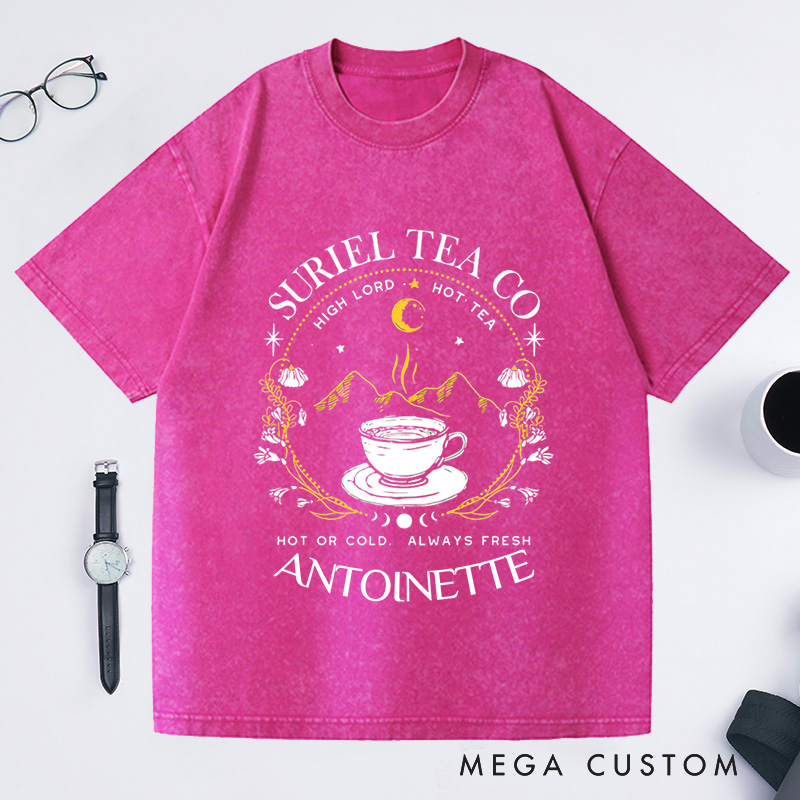 Personalized Suriel Tea Co Washed T-Shirts with Name, Book Lover Shirt Reading Shirt Reading Tee Librarian Shirt Gift Reader Gifts