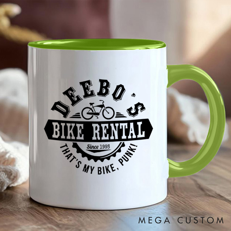 Personalized Bike Rental Mug with Romantic Biker Design for Outdoor Adventures Riding Cycling Biking Enthusiasts