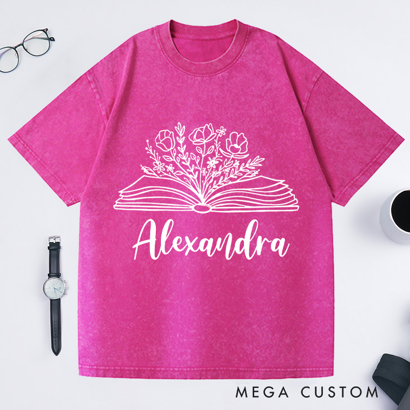Personalized Book Shirt Wildflowers Washed T-Shirts Reading T-Shirt Bookish Shirt Librarian Shirt Book Lover Shirt Reader Gift