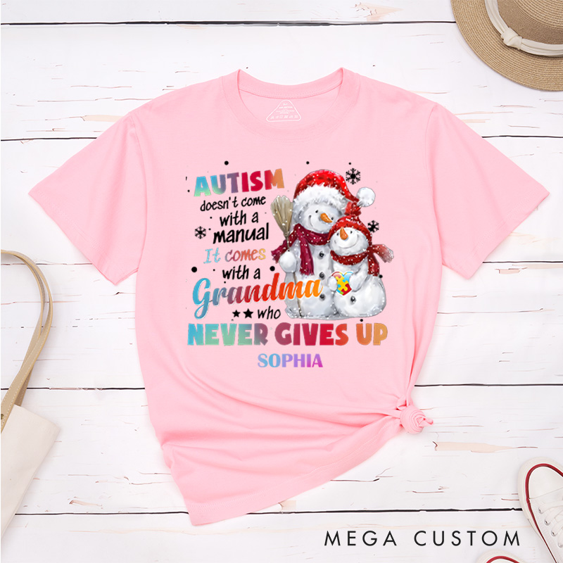 Personalized Autism Doesn't Come With A Manual It Comes With A Grandma T-Shirt Motivational Gift
