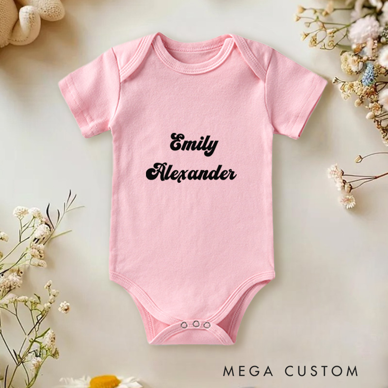 Personalized Emily Alexander Elegant and Minimalist Baby Name Announcement Baby Gift Baby Onesie  