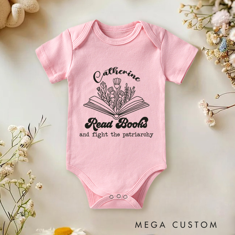 Personalized Books and Fight the Patriarchy Empowering Baby Gift Baby Onesie  
