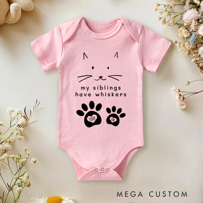Personalized My Siblings Have Whiskers Cute and Adorable Pet Lover Baby Gift Baby Onesie  