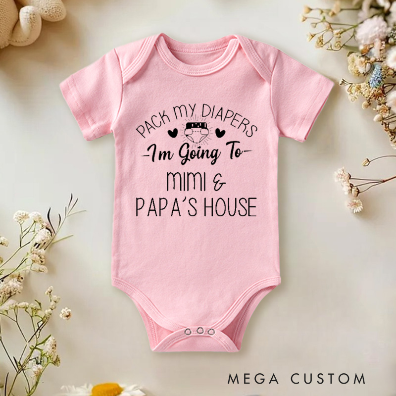 Personalized Pack My Diapers I’m Going to Someone’s House Cute Family Baby Gift Baby Onesie  