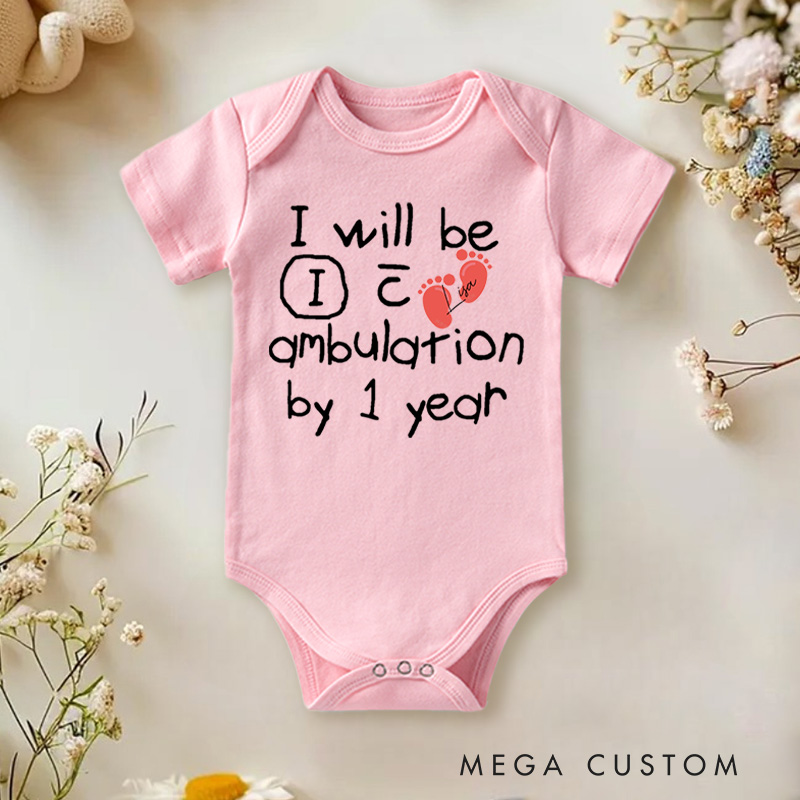 Personalized I Will Be Ambulating by 1 Year Funny and Smart Baby Milestone Design Baby Gift Baby Onesie  