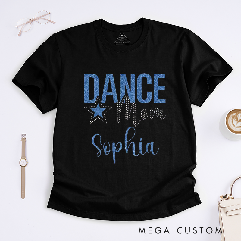 Personalized Dance Mom Classic T-Shirts Custom Name Bling Faux Rhinestones Gift for Dance lover Birthday Present