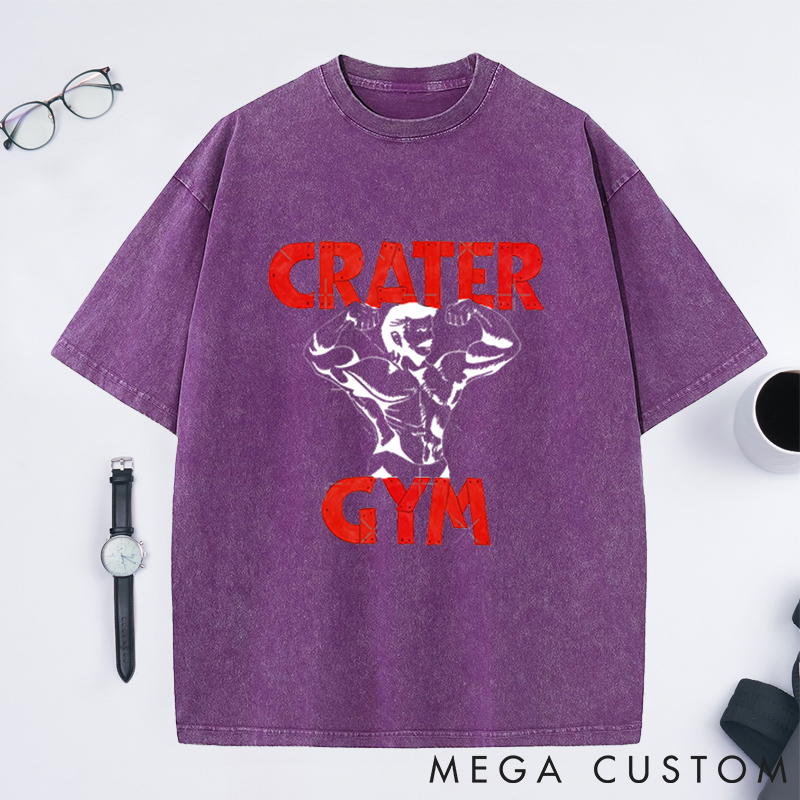 Personalized Red Lettering Washed T-Shirts with Bold Bodybuilder Design for Fitness Enthusiasts Bodybuilders and Gym Lovers