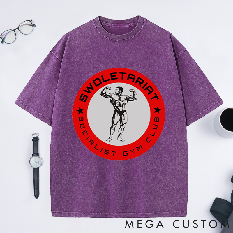 Personalized Gym Washed T-Shirts with Socialist Gym Club Bodybuilder Design for Fitness Enthusiasts Bodybuilders and Gym Lovers