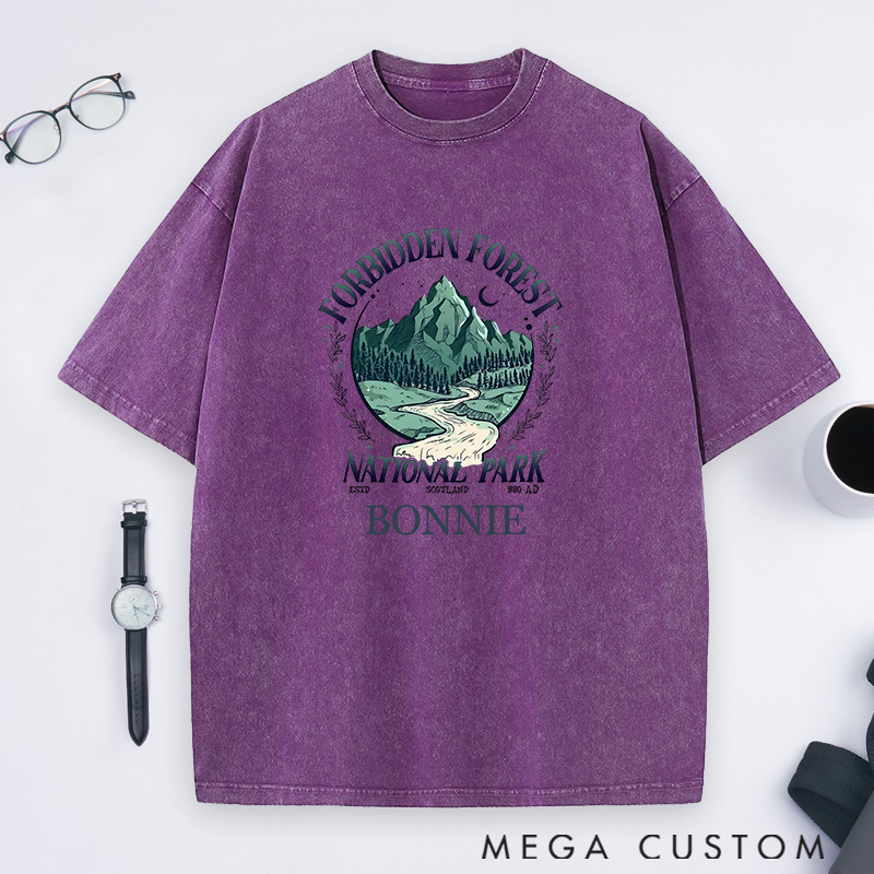 Personalized Forbidden Forest National Park Washed T-Shirts Gift Outdoors Hiking Camping Lover