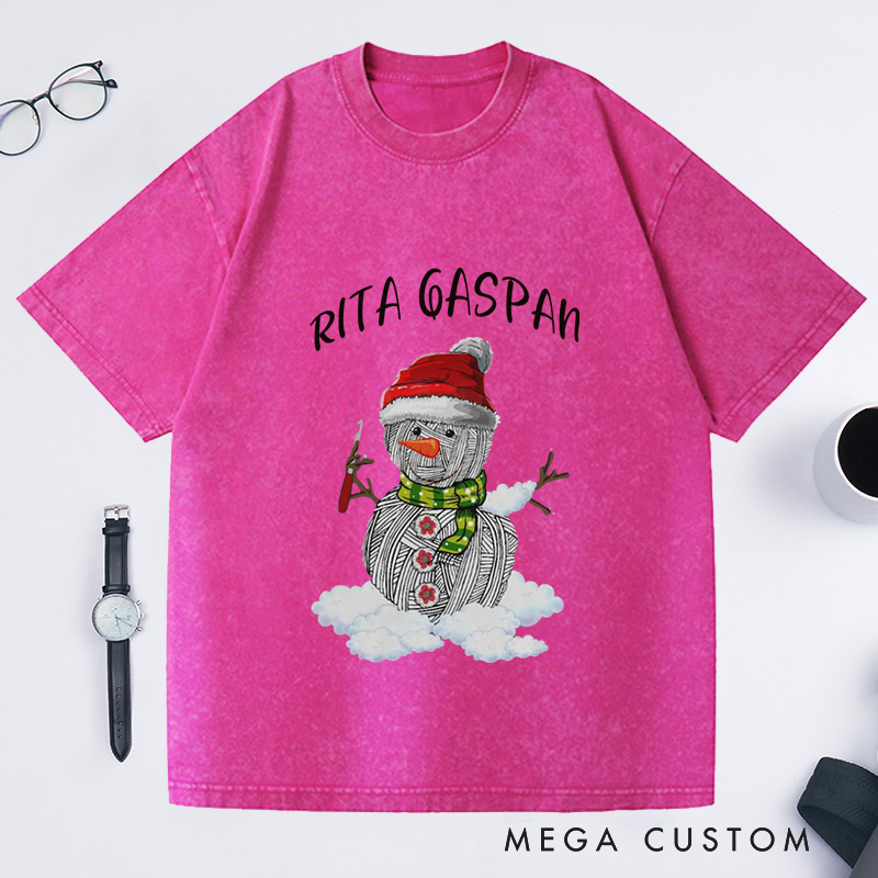 Personalized Merry Crochetmas Washed T-Shirts Crochet Gift Crochet Gift Idea Crochet Love Crochet Lover 