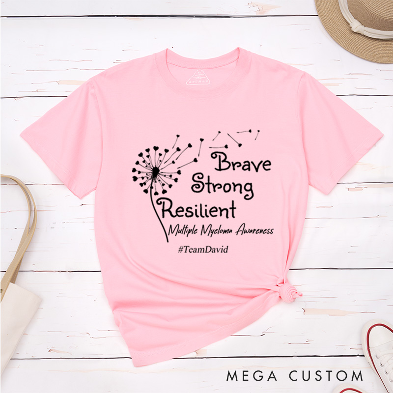 Personalized Multiple Myeloma Cancer Awareness Brave Strong Resilient T-Shirt