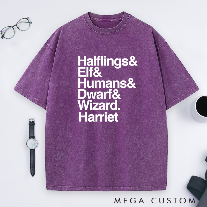 Personalized Fantasy Party Lineup Washed T-Shirts Game Movie & TV Lovers Shirts Gift for Geek Nerd