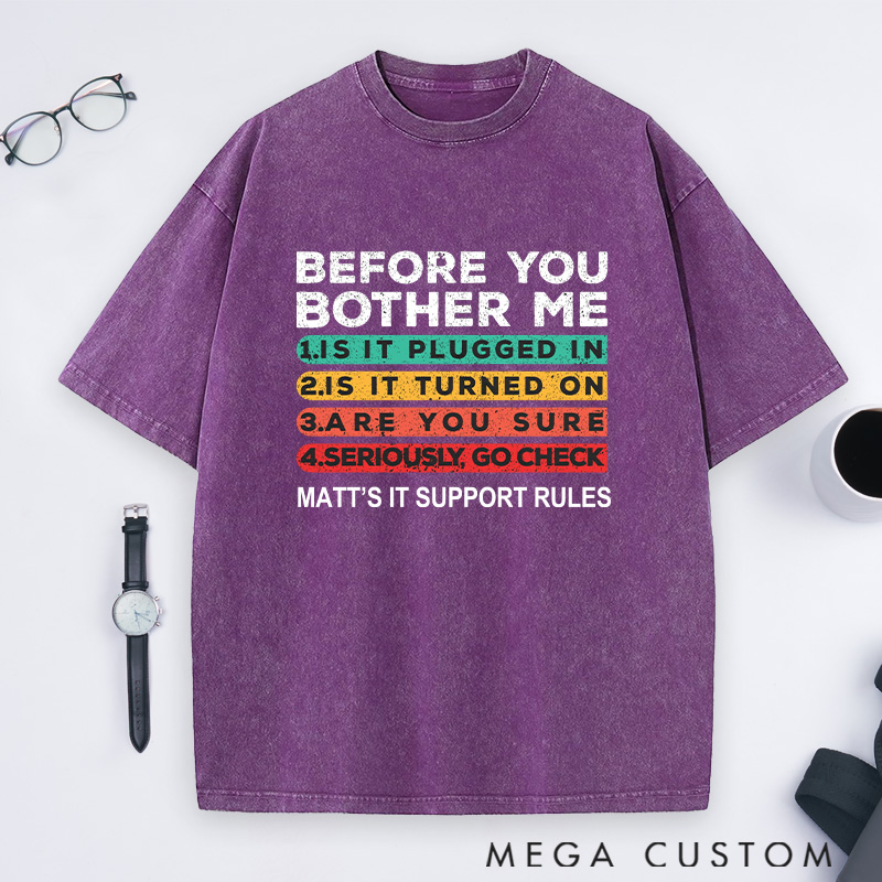 Personalized Before You Bother Me Washed T-Shirts Programmer Computer Technology LoverS Gift for Geek Nerd