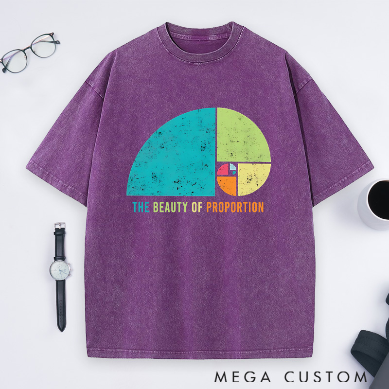 Personalized Golden Spiral Washed T-Shirts A Visual Harmony of Proportions Shirts Physics Math Lovers Shirts Gift for Geek Nerd