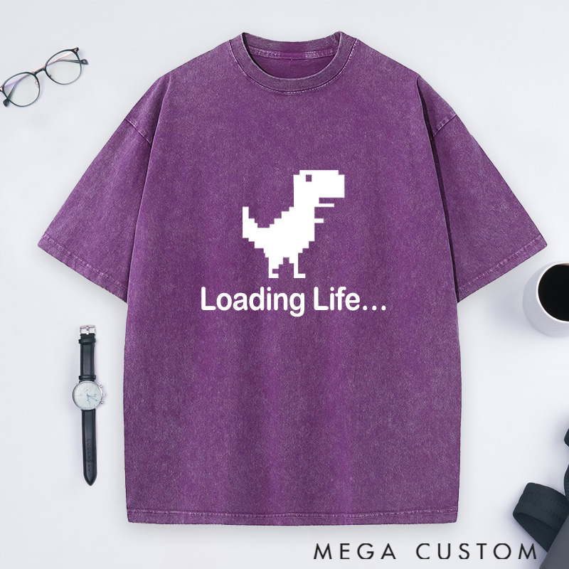 Personalized Loading Lif Washed T-Shirts Programmer Computer Technology Lovers Shirts Gift Geek Nerd 