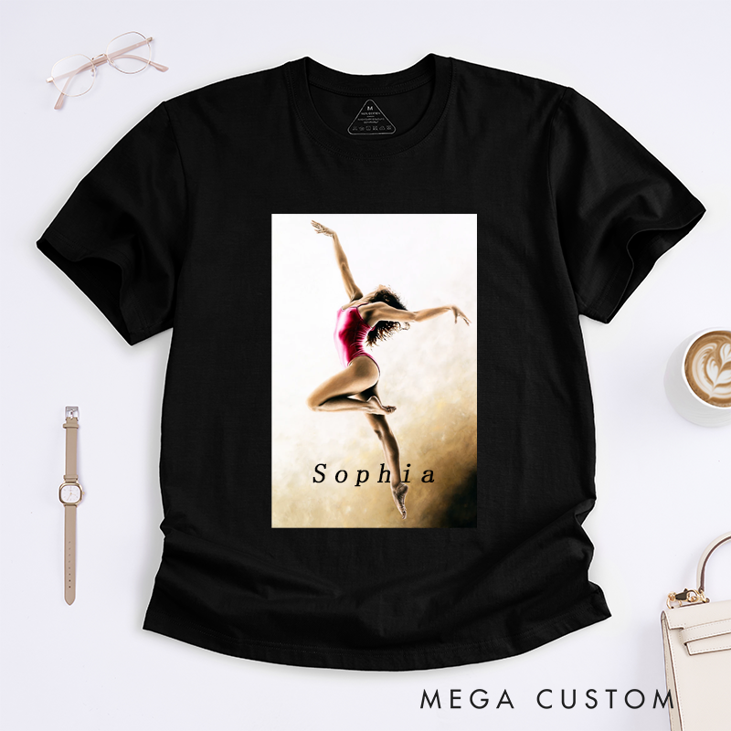 Personalized Ballet Dancer T-Shirt Custom Name Dance Lover Gift Present for Women Girls Daughter Ballerina