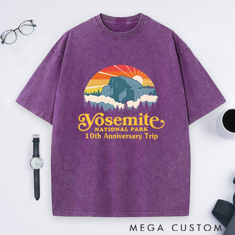 Personalized Yosemite National Park Washed T-Shirts Adventure Hiking Campig Travel Shirts Gift Outdoors Lover