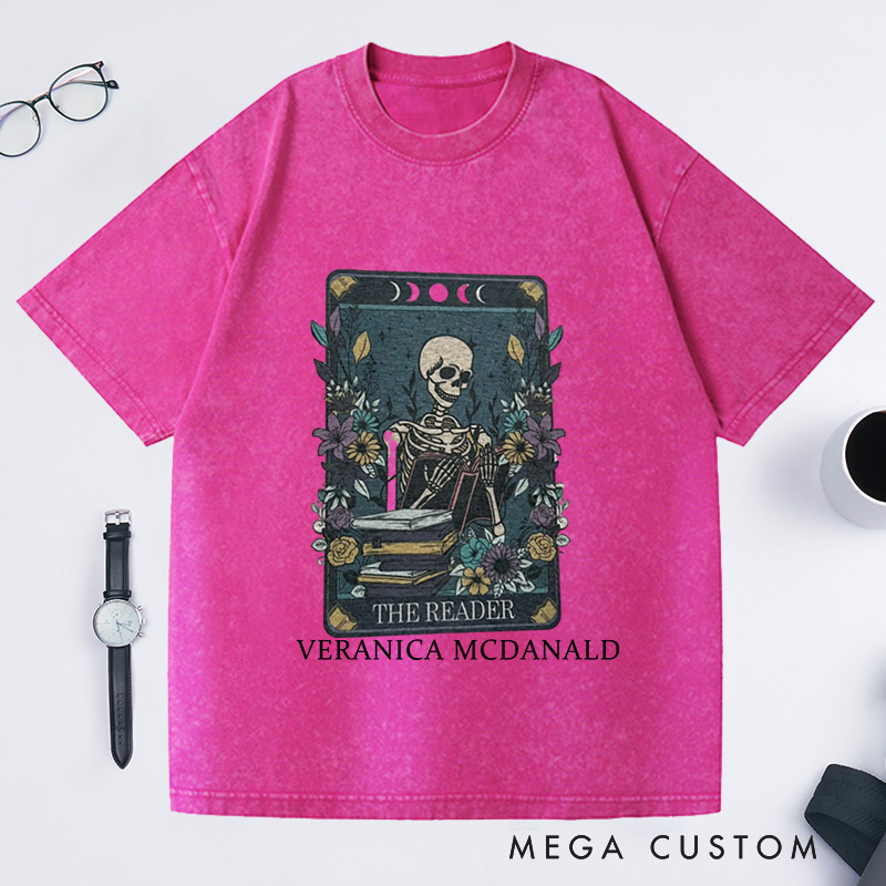 Personalized The Reader Tarot Washed T-Shirts Gifts for Book Lovers