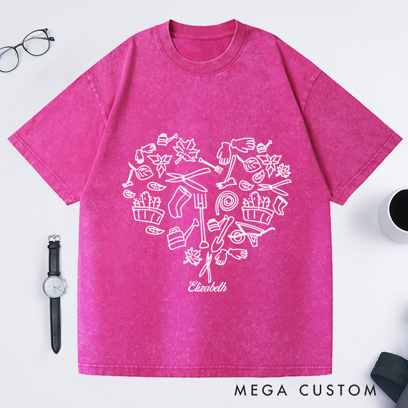 Personalized Plant Lover Washed T-Shirts Farmer T-Shirt Hoeing Ain't Easy Shirt Gift For Gardeners Botanical Shirt Gardening Shirt