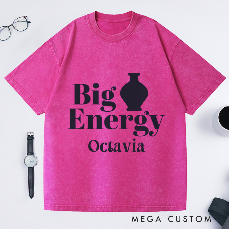 Personalized Big Pot Energy Pottery Washed T-Shirts Funny Ceramic Artist Tee Pottery Enthusiast Gift Potters Graphic Tee Fun Pottery Shirt