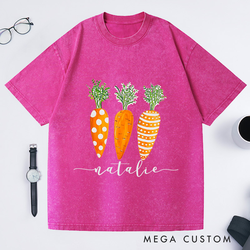 Personalized Carrots Washed T-Shirts Gardening Lover Gifts