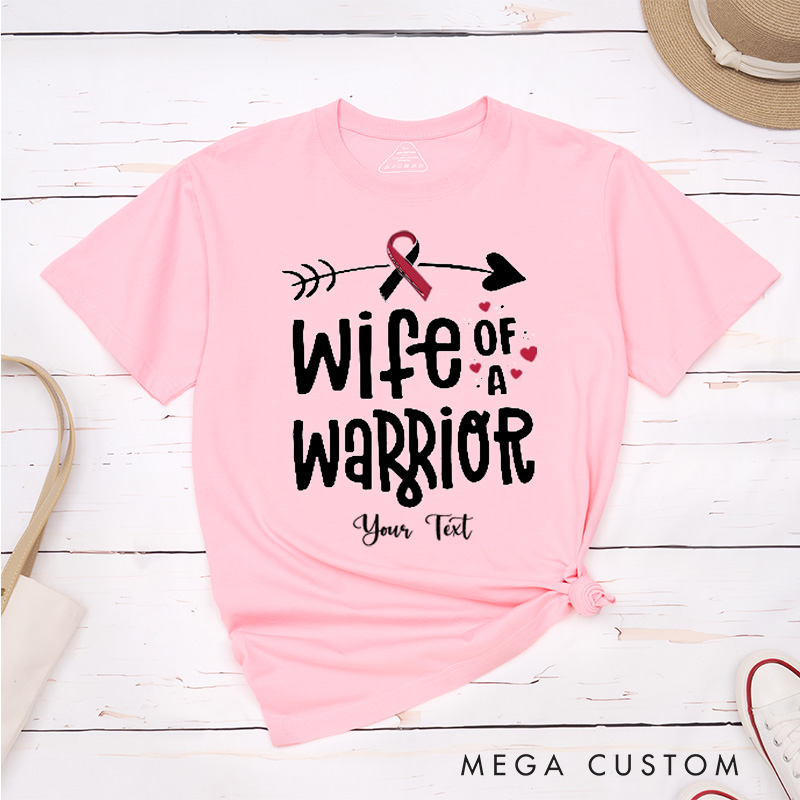 Personalized Wife Of A Warrior Head Neck Cancer Awareness T-Shirt