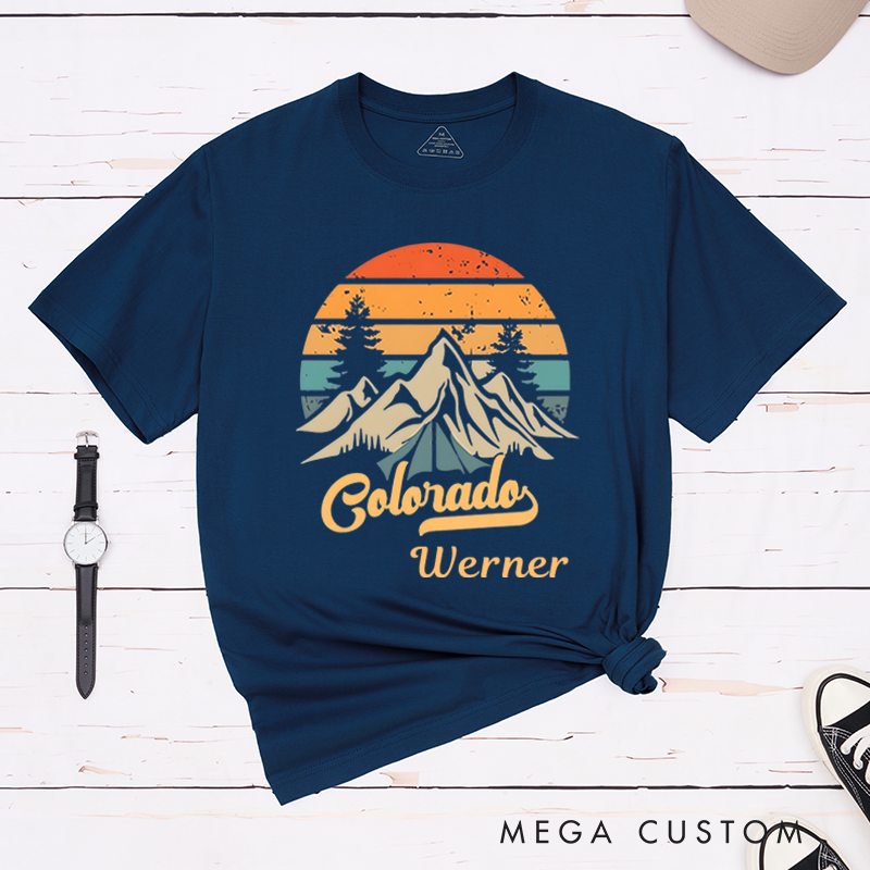 Personalized Rocky Mountain Tetons T-Shirt Camping Hiking Outdoors Shirt Gift for Adventurous Lover