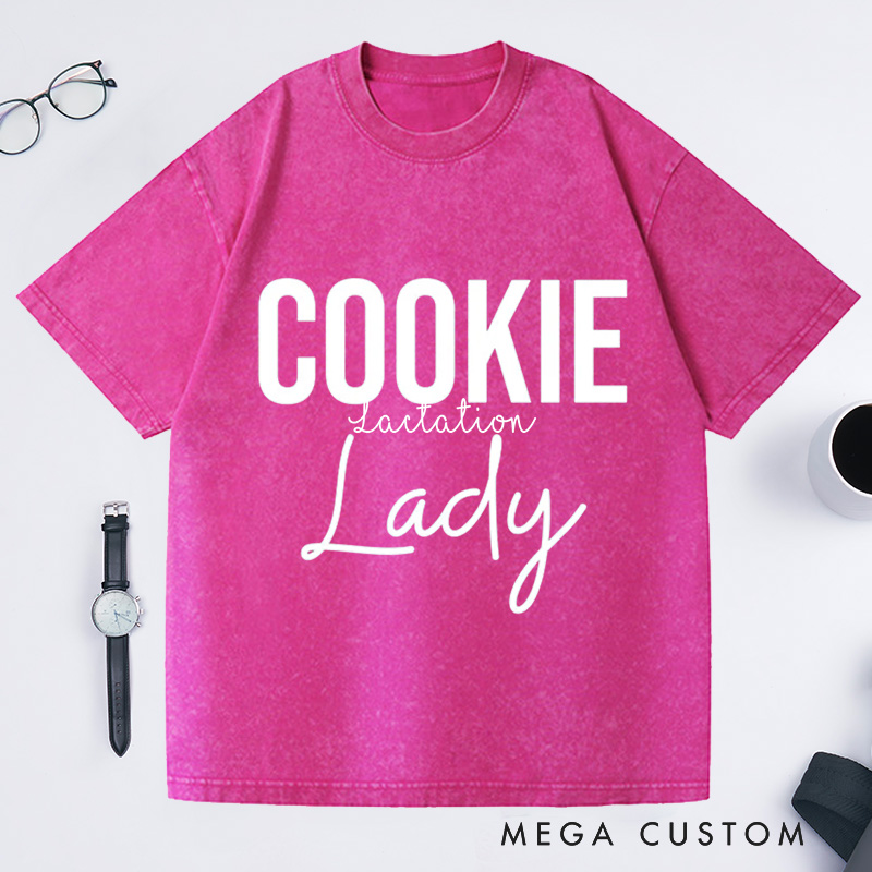 Personalized Cookie Lady Washed T-Shirts Baking Shirt Baker Gifts Cookie Shirt Baking Gifts for Women