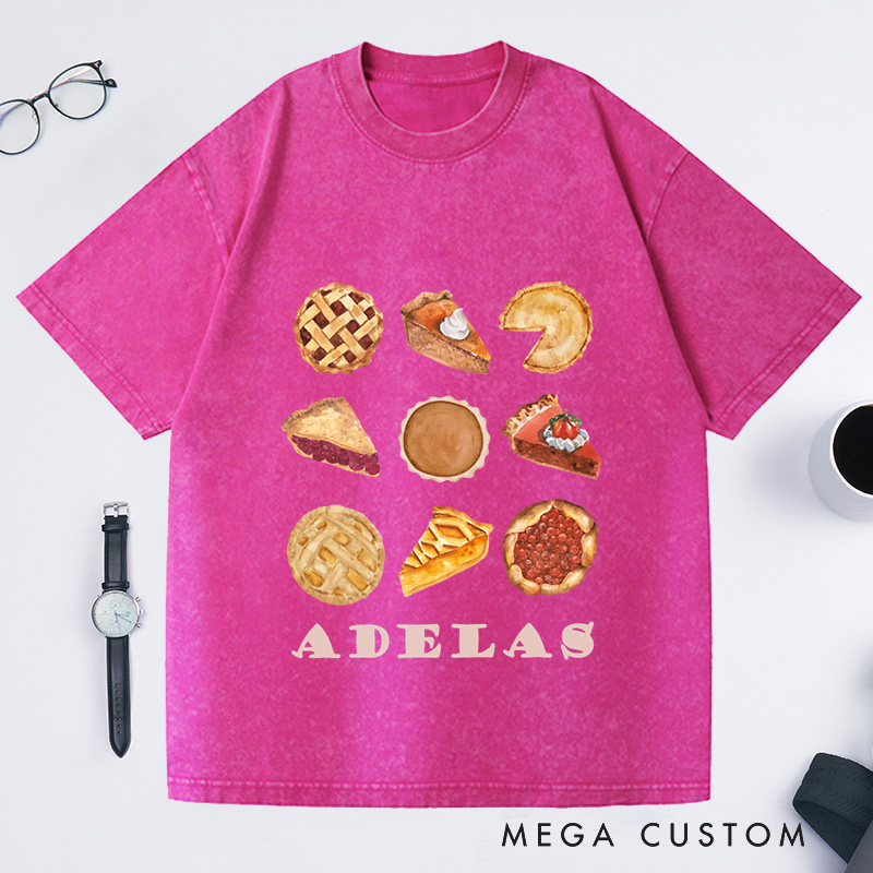 Personalized Comfort Colors Pumpkin Pie Washed T-Shirts Fall Shirt Thanksgiving Gift Thanksgiving Shirt