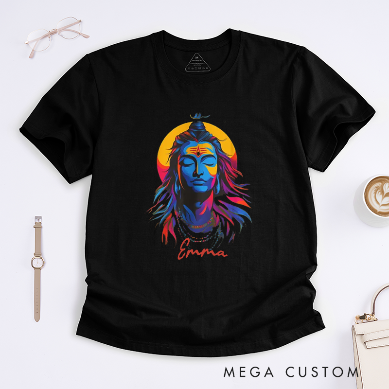 Personalized Shiva Meditation T-Shirt Lord Shiva Yoga T-Shirt Mahadev Graphic Tee Om Namah Shivaya Tee Yoga Lover
