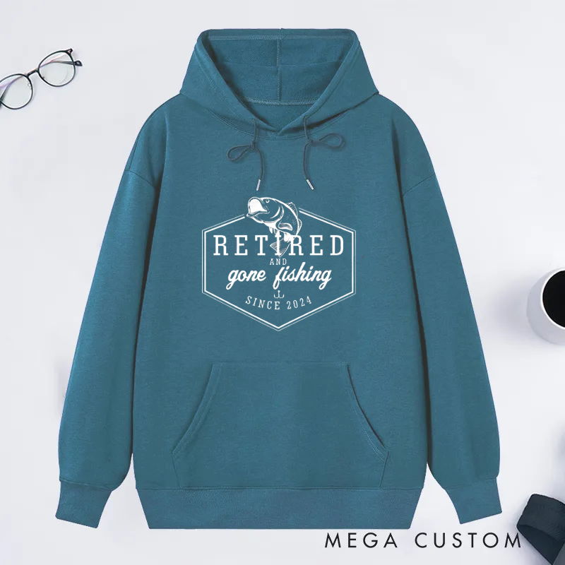 Personalized Retired and Gone Fishing Classic Hoodie Retirement Gift for Fishing Lover