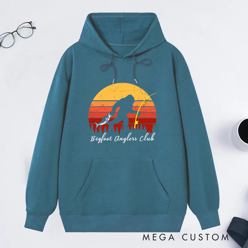Personalized Retro Sunset Fishing Classic Hoodie Gift  for Fishing Enthusiasts
