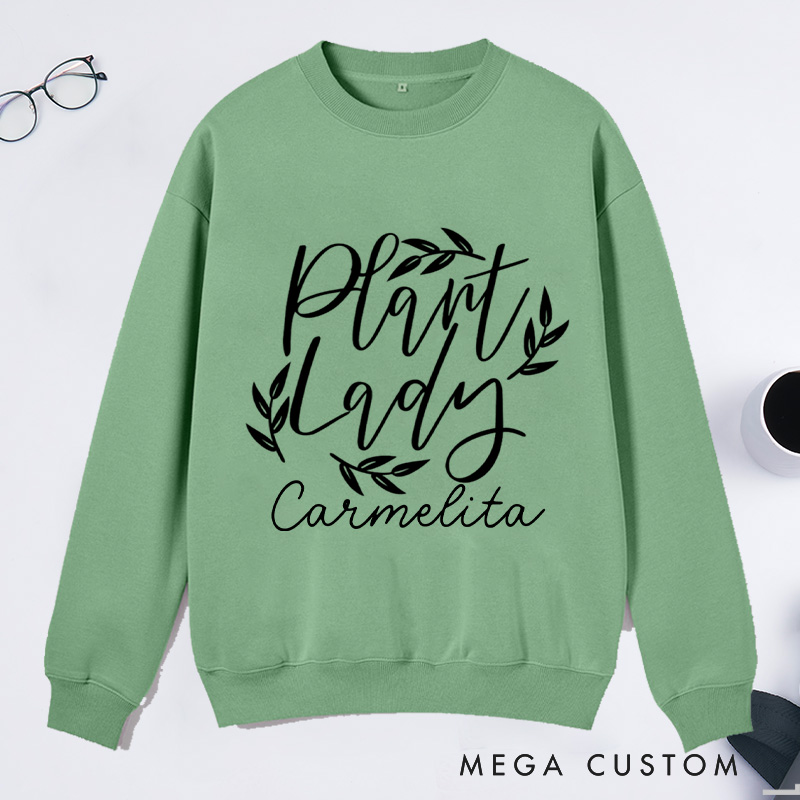 Personalized Plant Lady Classic Sweatshirts Plant Mom Sweatshirt with Name for Plant Lover Gift Gardening Gift Gardener Gift