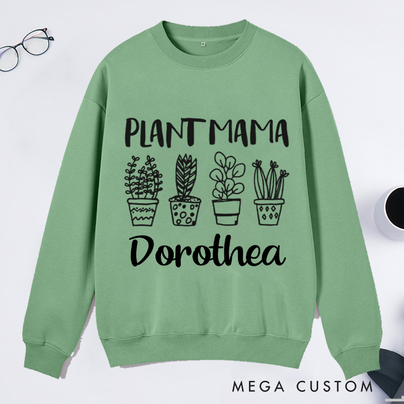 Personalized Plant Mama Classic Sweatshirts Crazy Plant Lady Sweatshirt with Name Gardener Sweatshirt Plant Lover Gift Gardening Gift