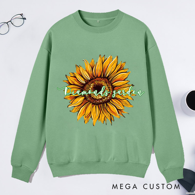 Personalized Sunflower Classic Sweatshirts Flower Print Sweatshirt Gardener Sweatshirt with Name Plant Lover Gift Gardening Gift Gardener Gift