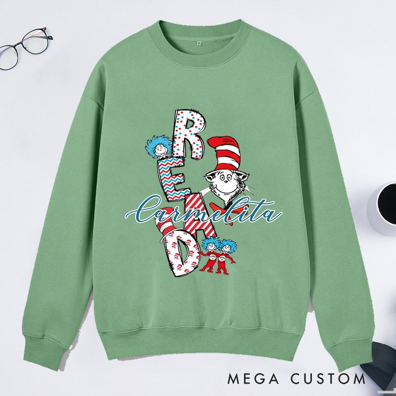 Personalized Trendy Read Classic Sweatshirts Read Across America Sweatshirt Bookish Sweatshirt with Name Book Lover Gift Librarian Gift