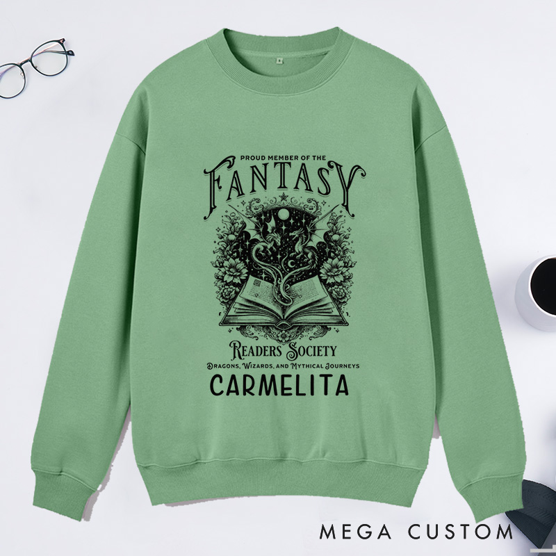 Personalized Fantasy Readers Society Classic Sweatshirts Dragon Lover Sweatshirt Bookish Sweatshirt Mythical Creatures Book Sweatshirt Book Lover Gift