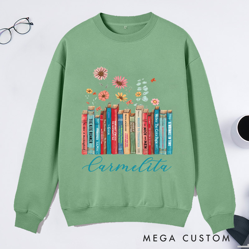Personalized I'm With The Banned Classic Sweatshirts Custom Floral Books Sweatshirt with Name Book Lover Gift Librarian Gift Reading Gift