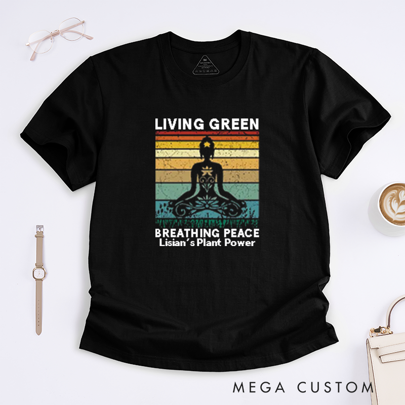 Personalized Powered By Plants Yoga T-Shirt Excitation T-Shirt Positive Yoga Lover T-Shirt Yoga Gift for Her