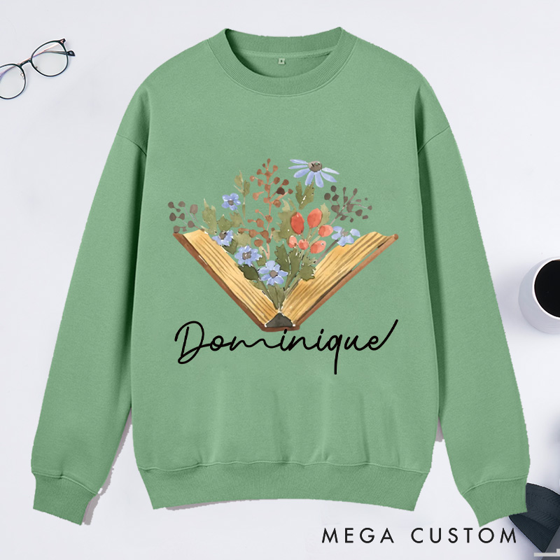 Personalized Wildflowers Book Classic Sweatshirts Custom Sweatshirts with Name Book Lovers Gift For Bookworms Gift Reading Gift Librarian Gift