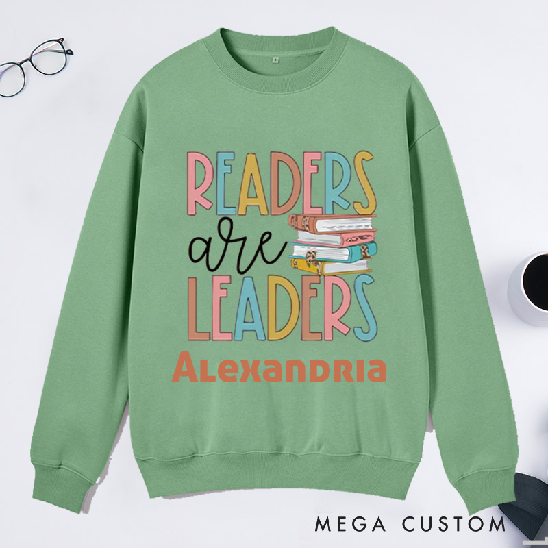 Personalized Readers Are Leaders Classic Sweatshirts for Librarian Custom Reading Sweatshirt with Name Book Lover Gift Librarian Gift Reading Gift